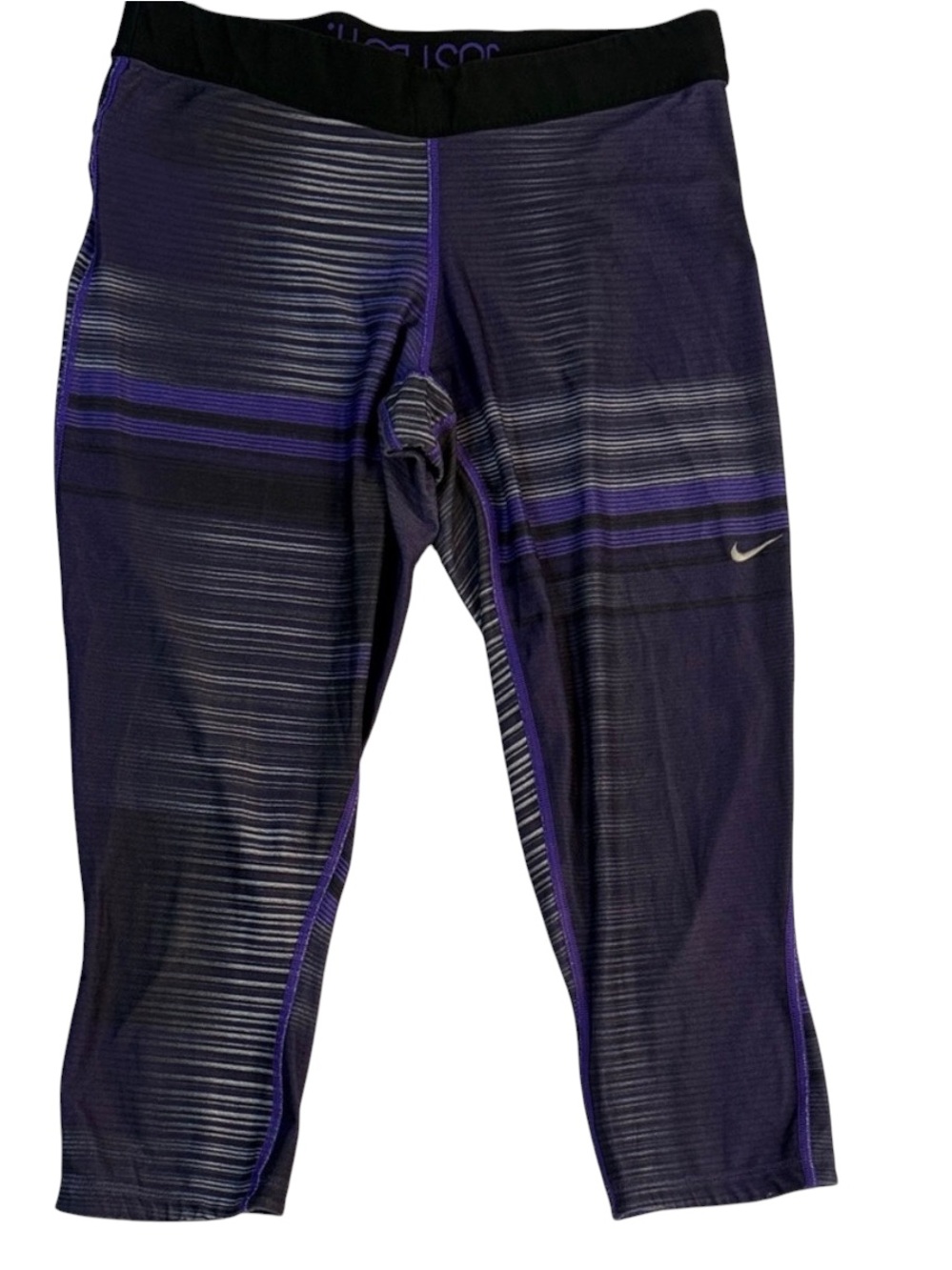 Nike Women's Striped Purple Capri Leggings size Large